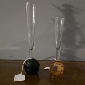 Elegant Glass Bud Vases - Black and Gold